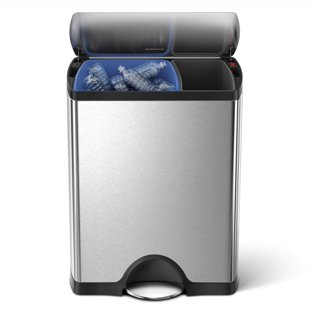 simplehuman 50 Liter / 13.0 Gallon Rectangular Kitchen Step Trash Can, Brushed Stainless Steel