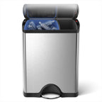 simplehuman 50 Liter / 13.0 Gallon Rectangular Kitchen Step Trash Can, Brushed Stainless Steel