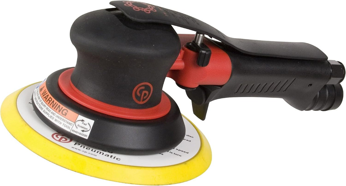 Chicago Pneumatic CP7255CVE - Air Random Orbital Sander Tool, Home Improvement, Woodworking Tools, Polisher, Sanding Tool, Hook & Loop, Central Vacuum, 6 Inch (150 mm), 0.28 HP / 210 W - 12000 RPM