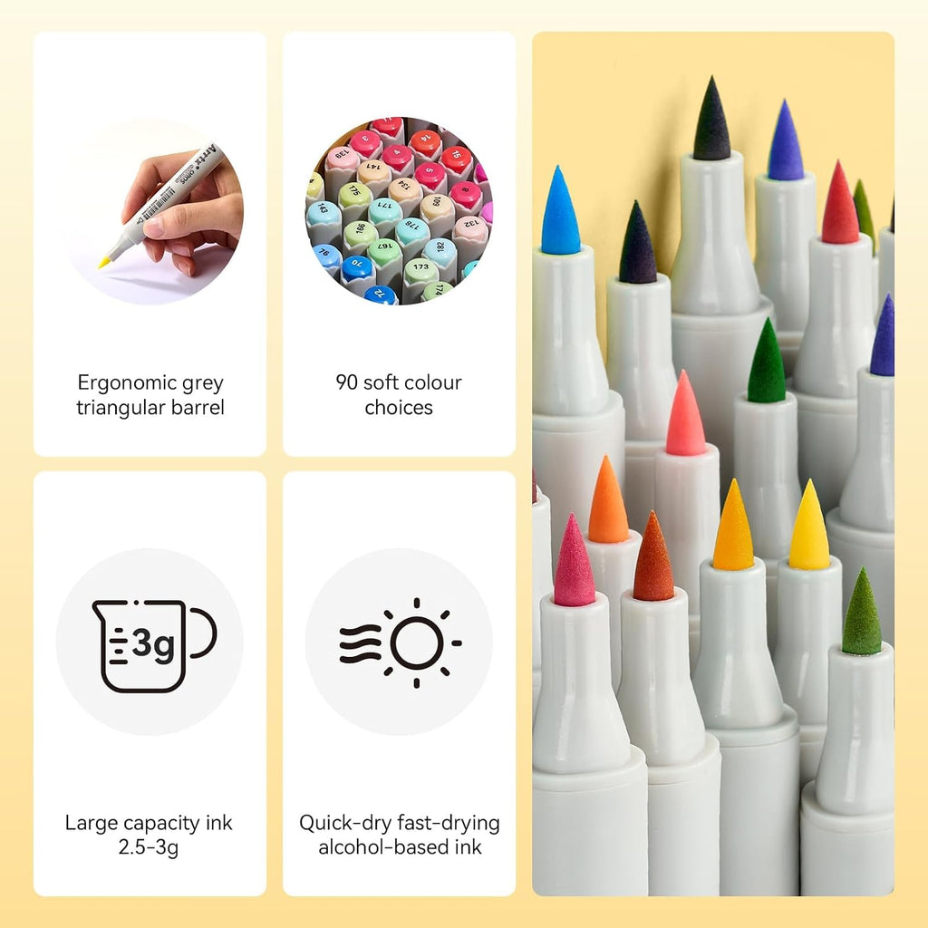 Arrtx OROS 90 Colors Alcohol Markers, Brush & Chisel