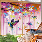 Graffiti Hummingbirds Window Privacy Film 31.5Wx55.1L inch x 2pcs