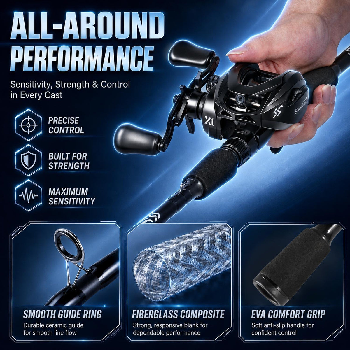 Sougayilang 2-Piece Baitcasting Rod and Reel Combo