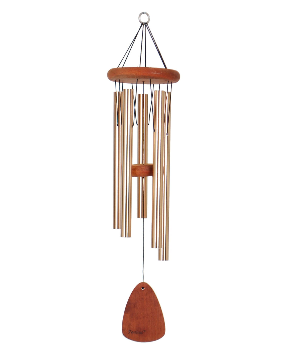 Festival 28-inch Redwood Wind Chime w/Customization in Silver by Wind River for Patio, Backyard, Garden, and Outdoor décor. Made in the USA