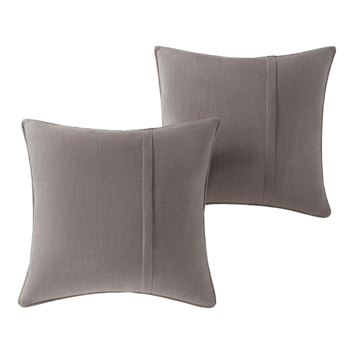 Sunbrella Outdoor Throw Pillows 20x20 Set of 2 – Corded Patio Accent Pillows with Pleated Design & Removable Zipper Covers – Weather & Fade Resistant Pillows for Patio Furniture, Cast Ash