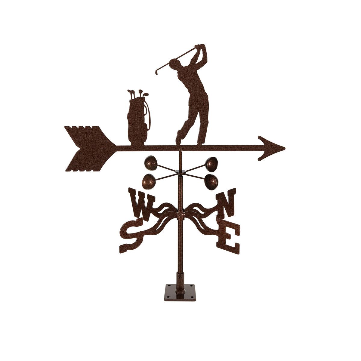 EZ Vane Steel Male Golfer Weathervane with Wind Cups — 4-Sided Mount