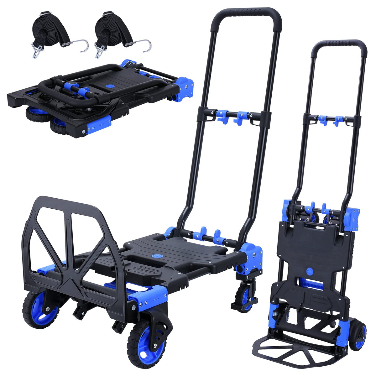 JJSMKCH 2-in-1 Folding Hand Truck Dolly Cart with Wheels 330LB