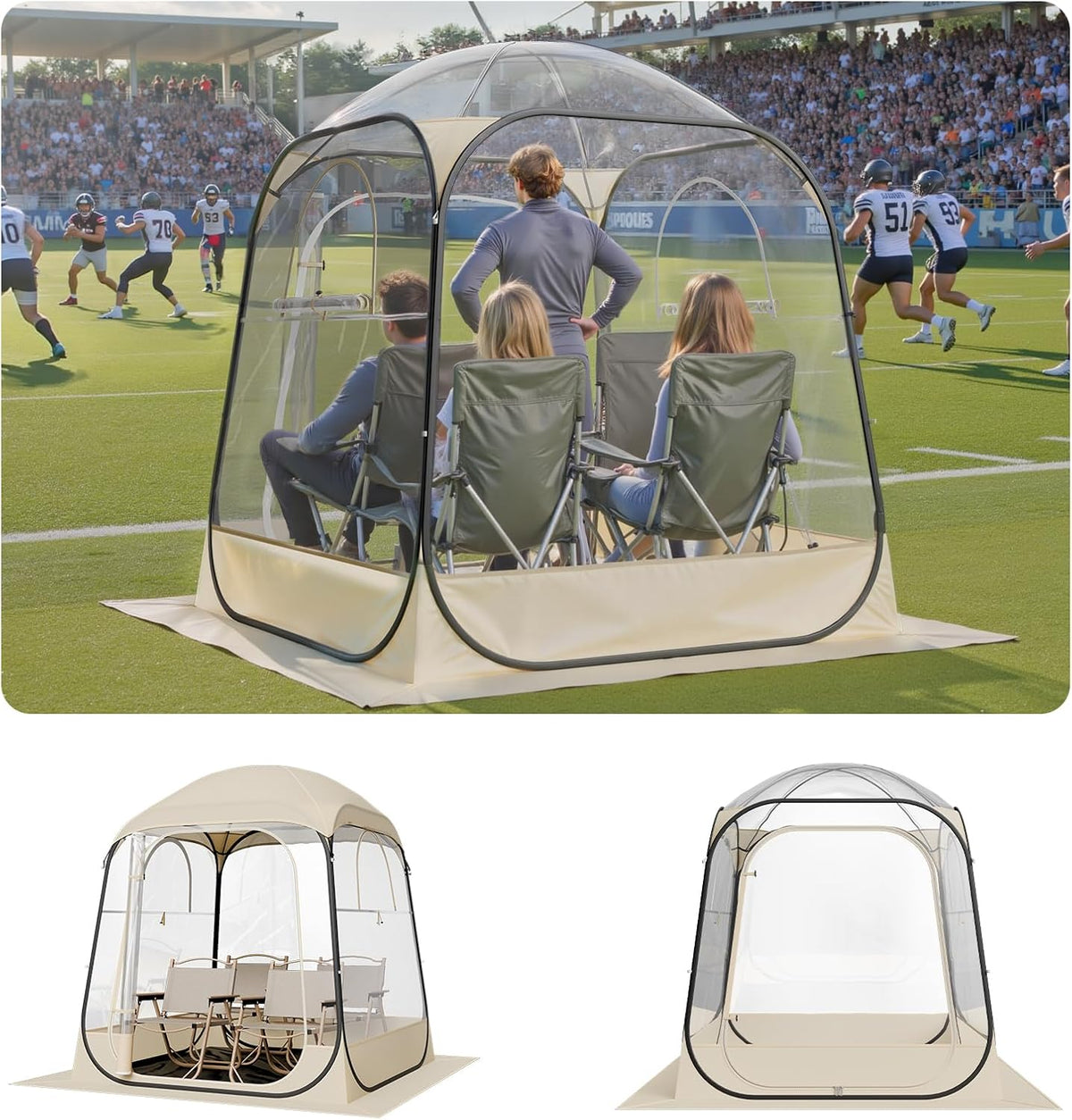 VEVOR Pop up Sports Tent, 8 Sizes Optional Clear Bubble Tent for 1-6 Person, Waterproof Outdoor Pod with Floor Mat & Top Cover, Garden Igloo Dome Tents Camping Shelter for Sports Watching