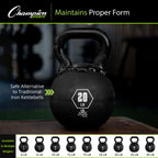 Champion Sports Rhino Kettlebell Rubber Weights, Black - Premium Strength Training Equipment - Multiple Weights