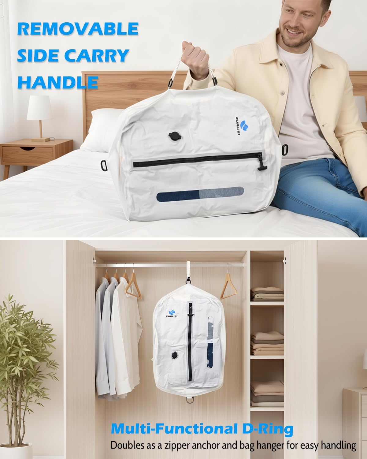 Zurligi Vacuum Travel Bags with Pump, Anti-rip Waterproof Compression Bag