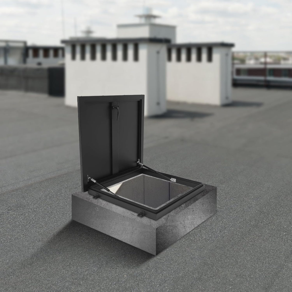 Roof Hatch, Aluminum Alloy Roof Access Hatch with Switch-Type Handle, 23.6 * 23.6 Inches Roof Security Door for Residential Buildings, Commercial Buildings, Industrial Plants(Black)