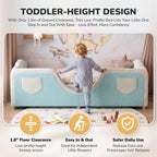 DoCred Toddler Bed, Upholstered Montessori Floor Bed with Dual Entrances