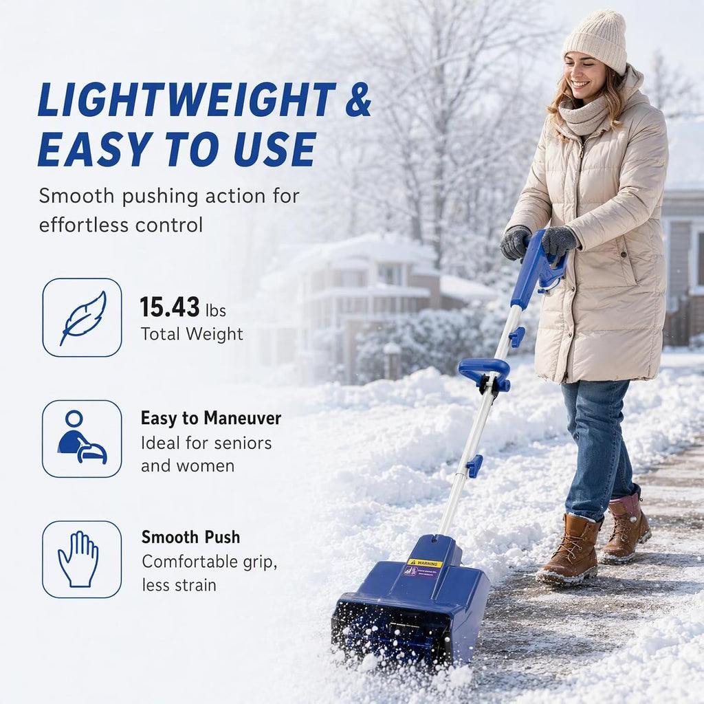 11 Inch Cordless Snow Shovel 24V Electric Snow Blower Portable Snow Shovel with 20ft Throwing Distance & Removable Battery Pro Snow Blower for Driveway, Steps, Patio, Sidewalk
