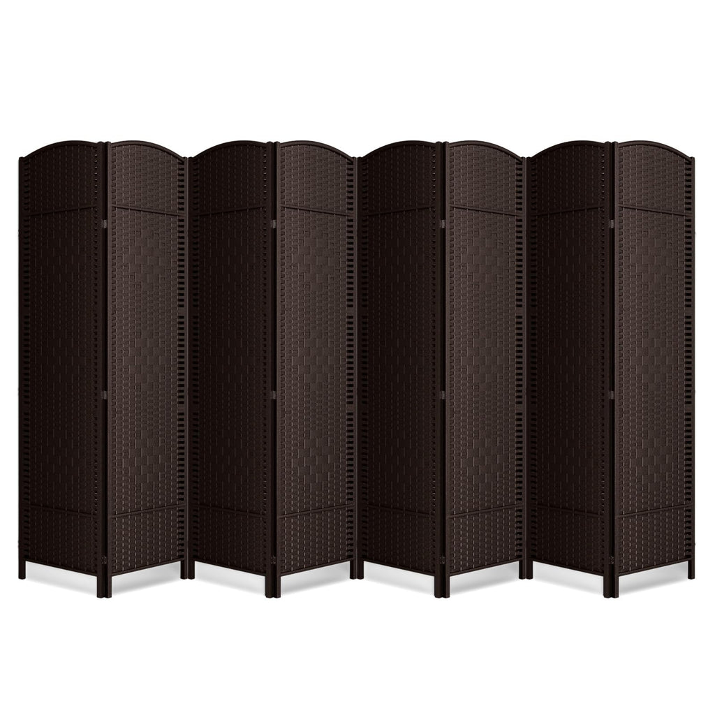 6 Panel Folding Room Divider,Woven Privacy Screen,Light Beige