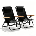 2 Pack Lightweight Portable Camping Beach Chair for Adults, Outdoor Lay Flat Folding Beach Chairs with 5 Positions, Backpack Beach Chair with Towel Bar, Zipper Pouch, Cup Holder, NEW Striped