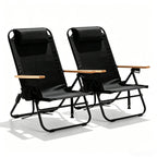 2 Pack Lightweight Portable Camping Beach Chair for Adults, Outdoor Lay Flat Folding Beach Chairs with 5 Positions, Backpack Beach Chair with Towel Bar, Zipper Pouch, Cup Holder, NEW Striped