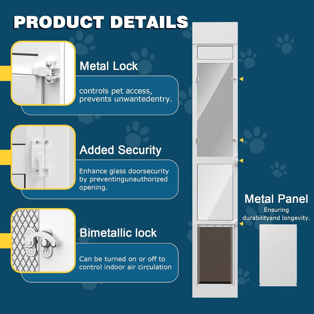 Medium Doggy Door for Sliding Glass Door with Screen Design