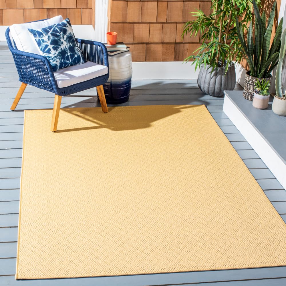 SAFAVIEH Washable Rug Outdoor Courtyard Collection - 5'3" x 7'7", Dark Green, Non-Shedding & Easy Cleaning, Ideal for Patio, Backyard, Mudroom (CY6520-32222)