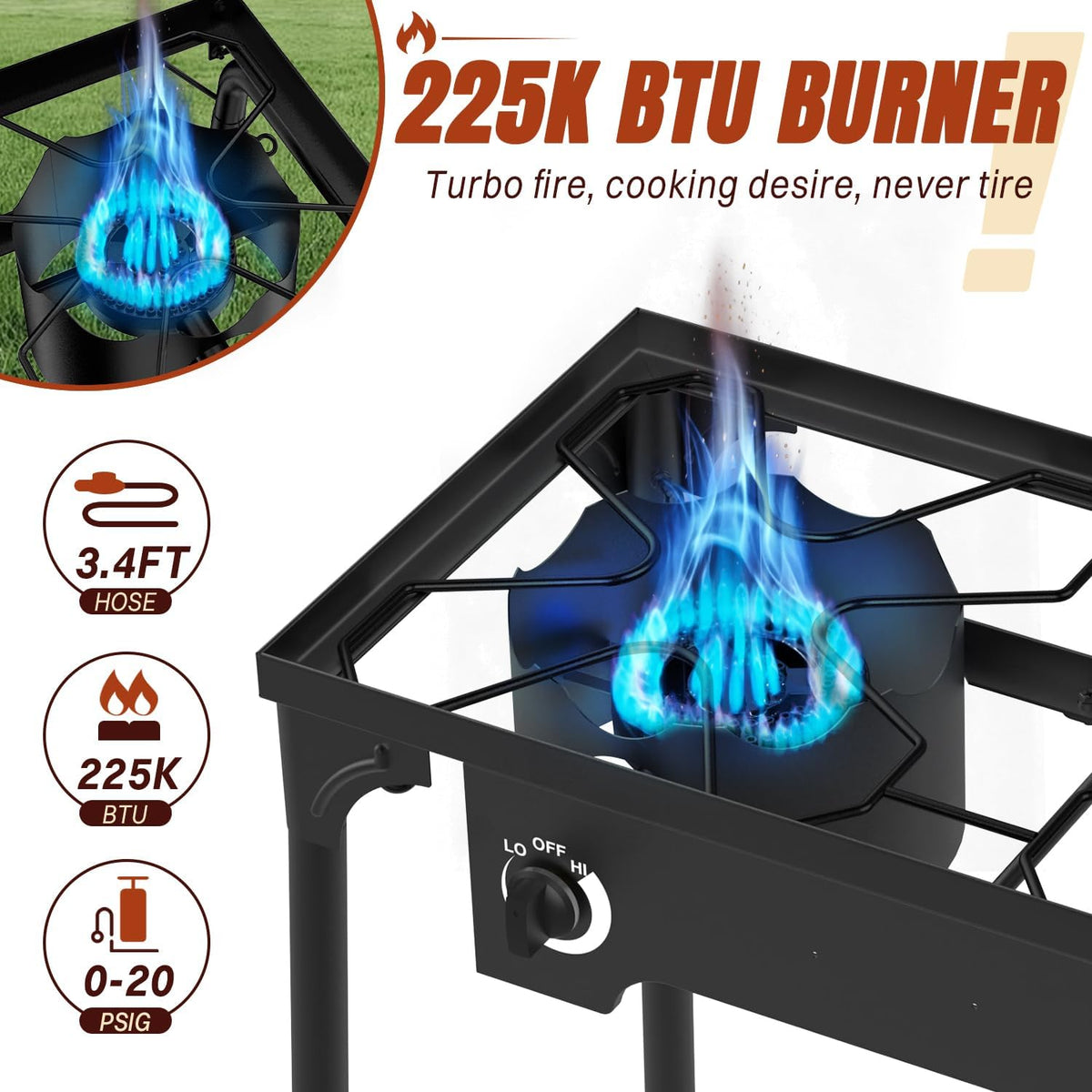 3 Burner Propane Gas Stove with Dustproof Cover