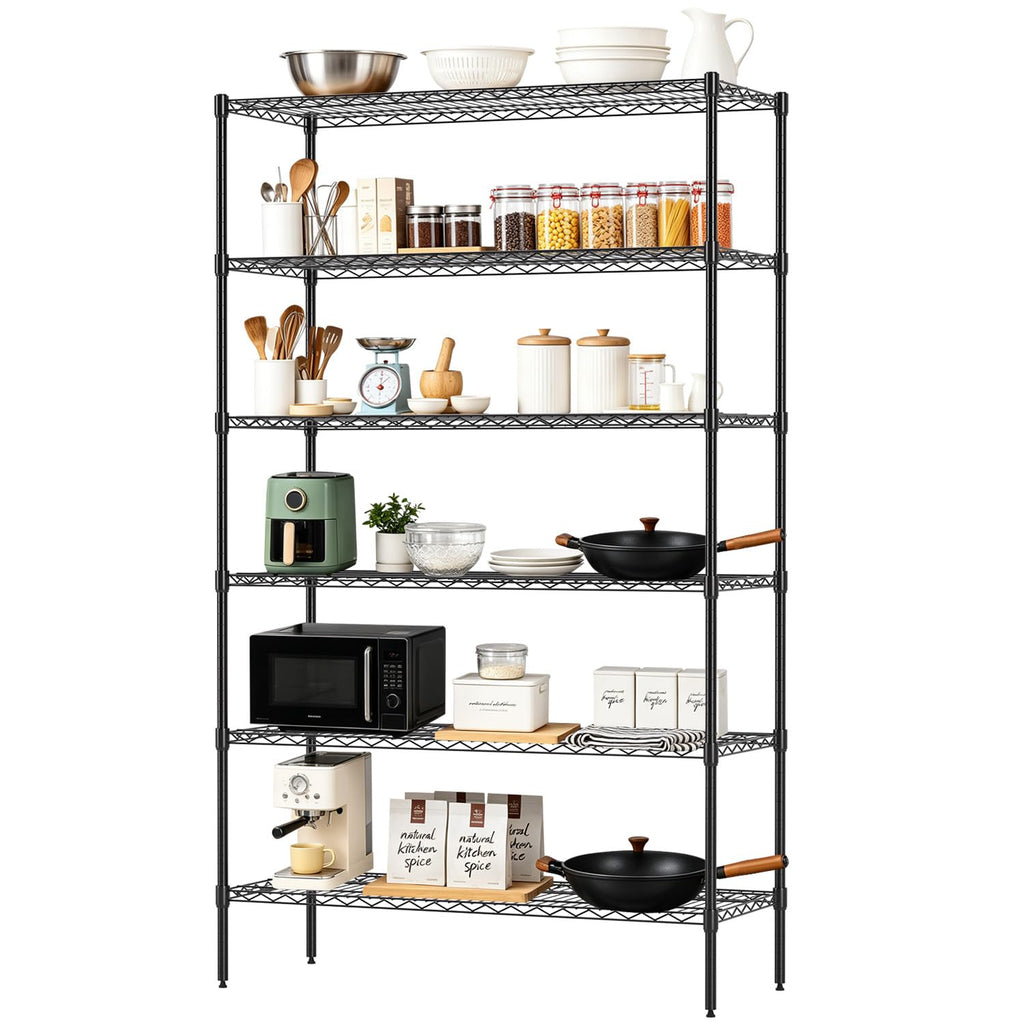 FDW | 6-Tier Wire Shelf with Wheels | 45" x 18" x 82" | Chrome