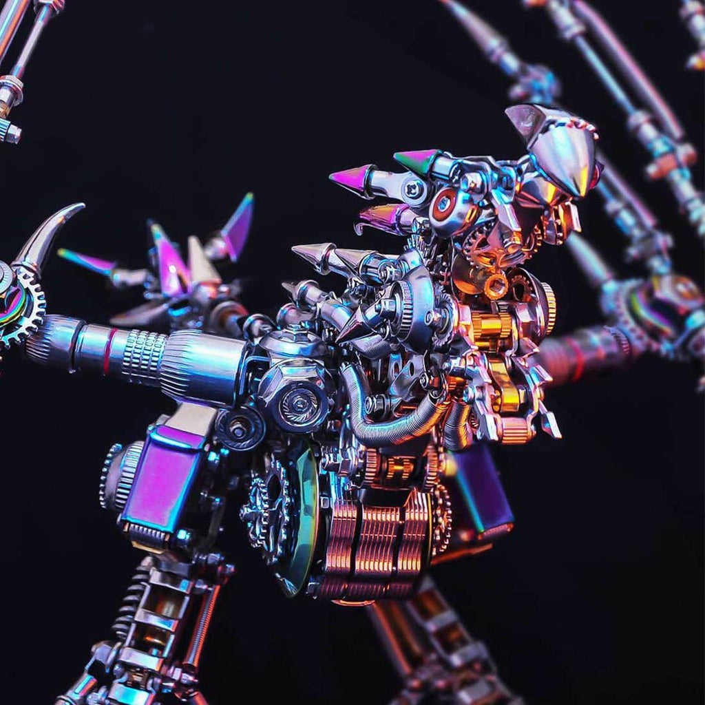 3D Metal Puzzle Dragon Model Kit, 1390PCS DIY Assemble Steampunk Mechanical Intelligential Dragon with Glowing Spine, Creative Handcrafted Metal Art Craft Desktop Display & Decoration for Adults