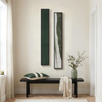 Large Framed Beige Cream Abstract Vertical Wall Art for Hallway, 2 Piece