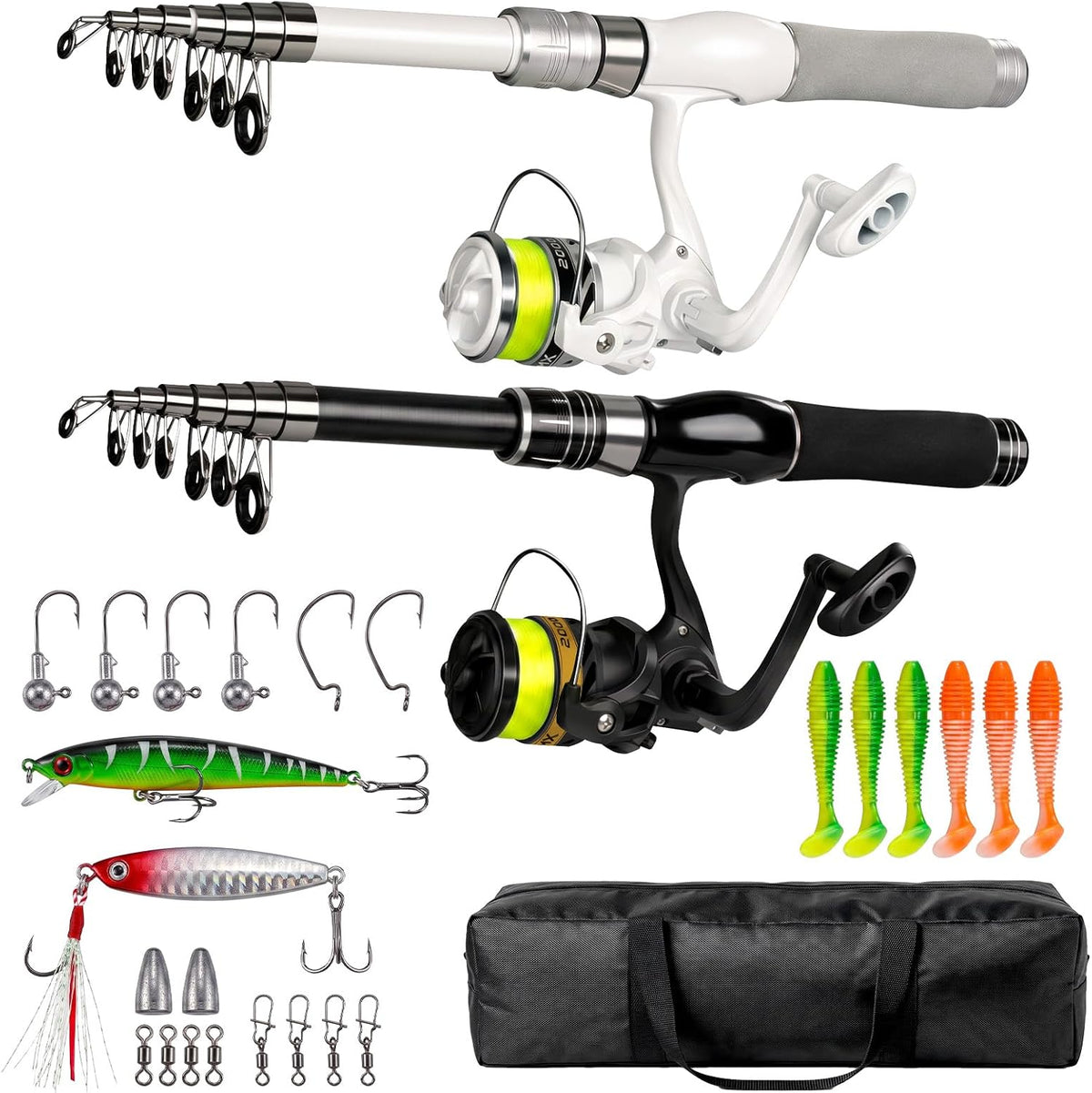 Fishing Rod and Reel Combo, Collapsible Carbon Fiber Fishing Rod