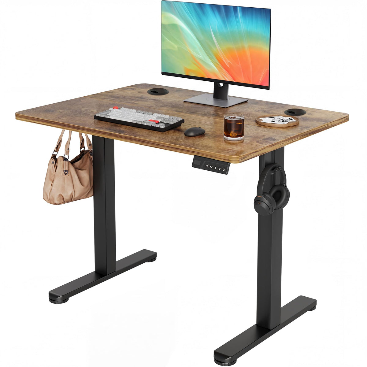 YDN 32 x 19 Inch White Electric Standing Desk