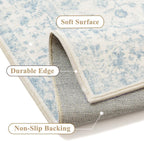 PureCozy Blue 6x6 Round Area Rug Vintage Washable Carpet Non Slip