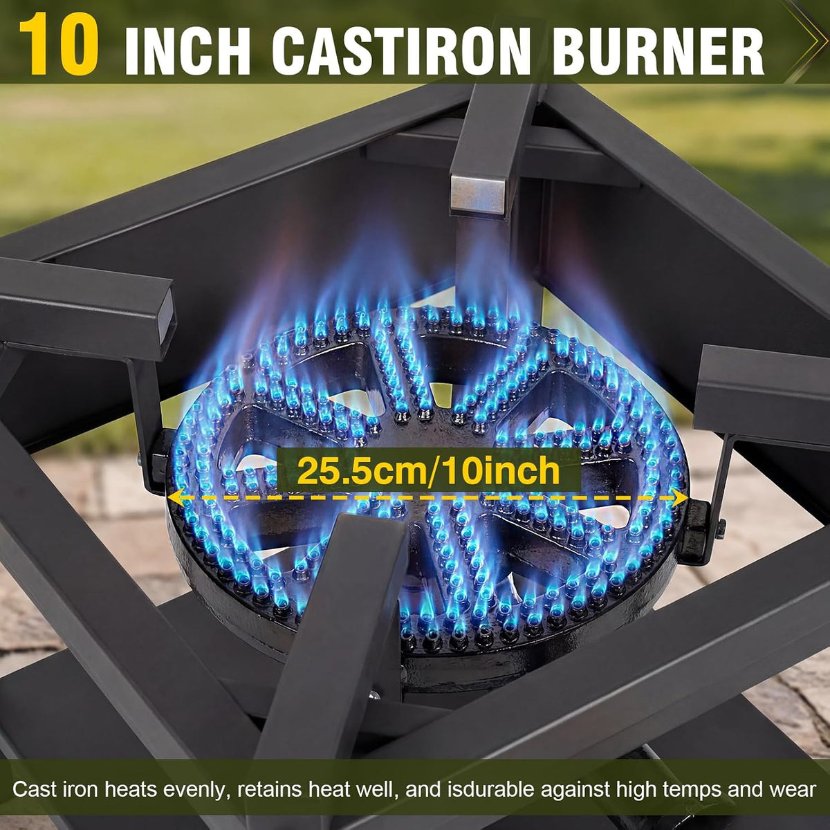 Bestfire 260,000 BTU Outdoor Propane Gas Stove, 0-20 PSI Adjustable Regulator, Steel-Braided Hose, High Pressure Single Burner Cooker for Turkey Fryer, Seafood Boil, Quemador de Gas Propano