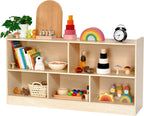 Montessori Book and Toy Shelf for Kids, 5-Section Organizer, Birch Plywood