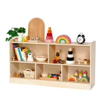Montessori Book and Toy Shelf for Kids, 5-Section Organizer, Birch Plywood