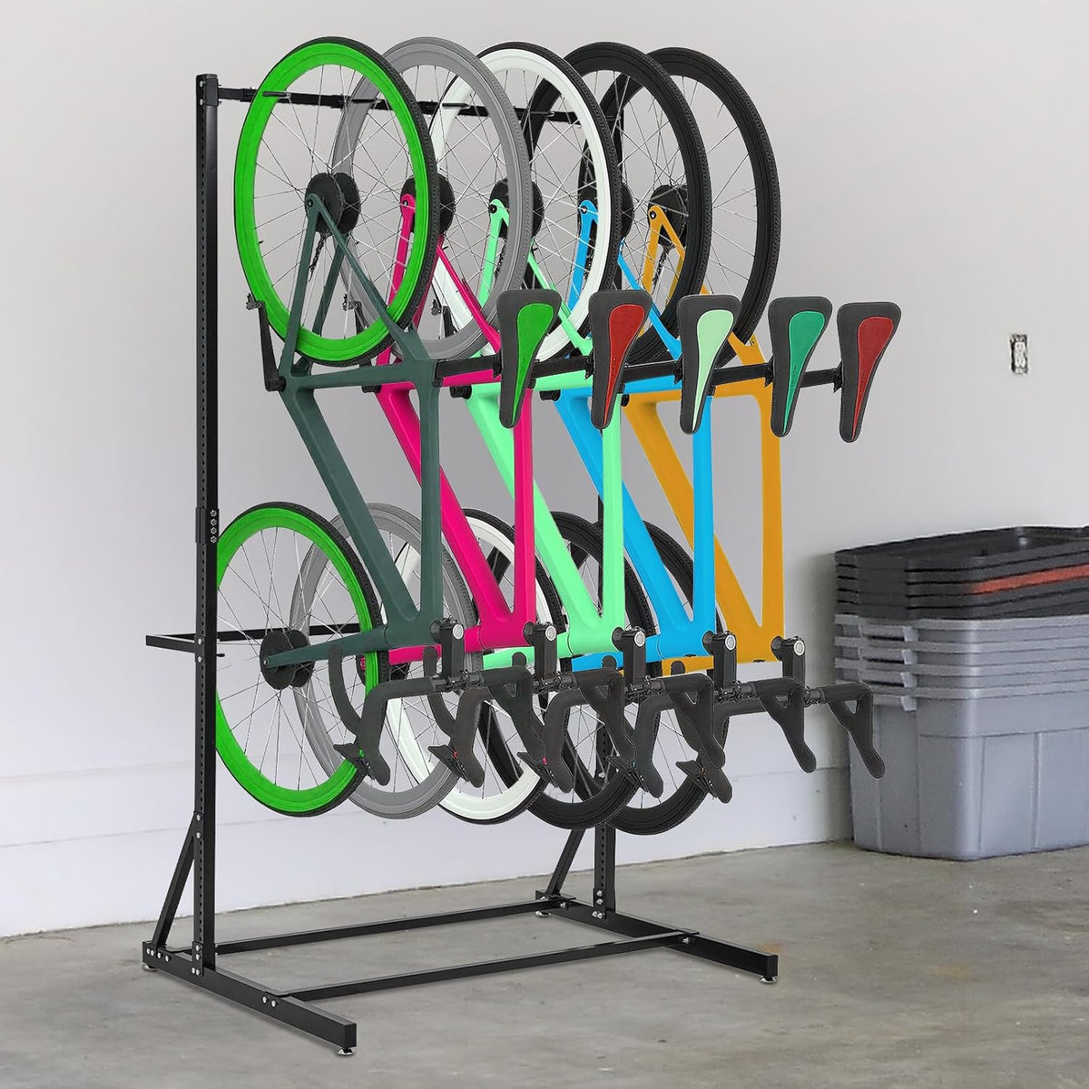 Garvee Freestanding 5 Bike Storage Rack Adjustable Height Floor Bike Stand