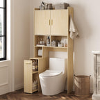 ELYKEN Over The Toilet Storage Cabinet with Pulley & Acrylic Doors, Black