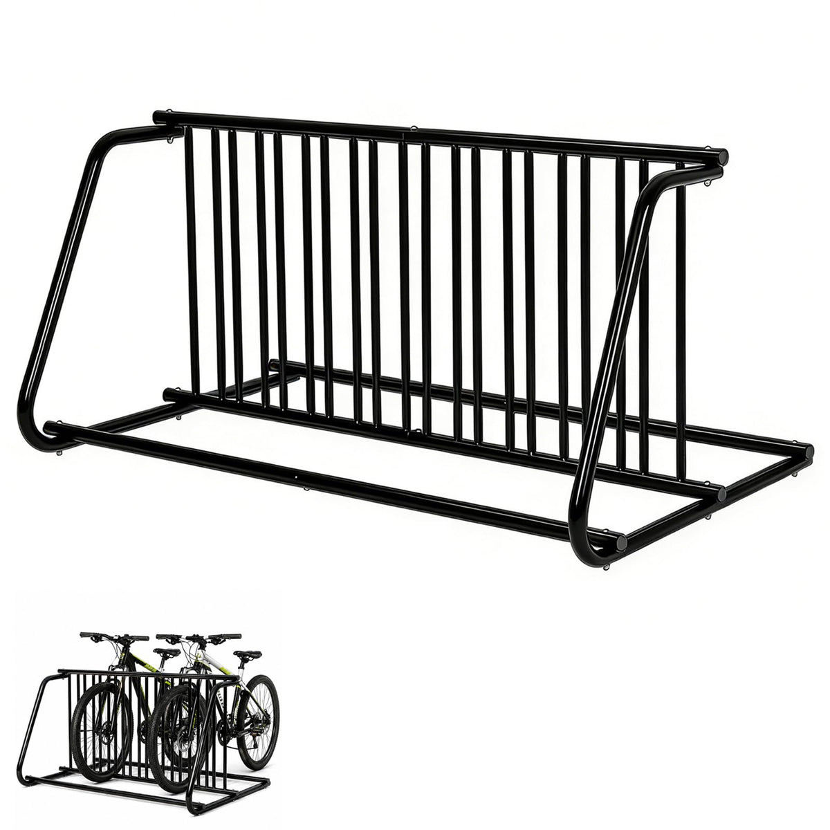 Floor Bike Rack, Single-Sided Parking Stand for 10 Bicycles, 122" Length, Heavy Duty Metal Floor Bike Stand for Garages, Streets, Yards and Bike Events