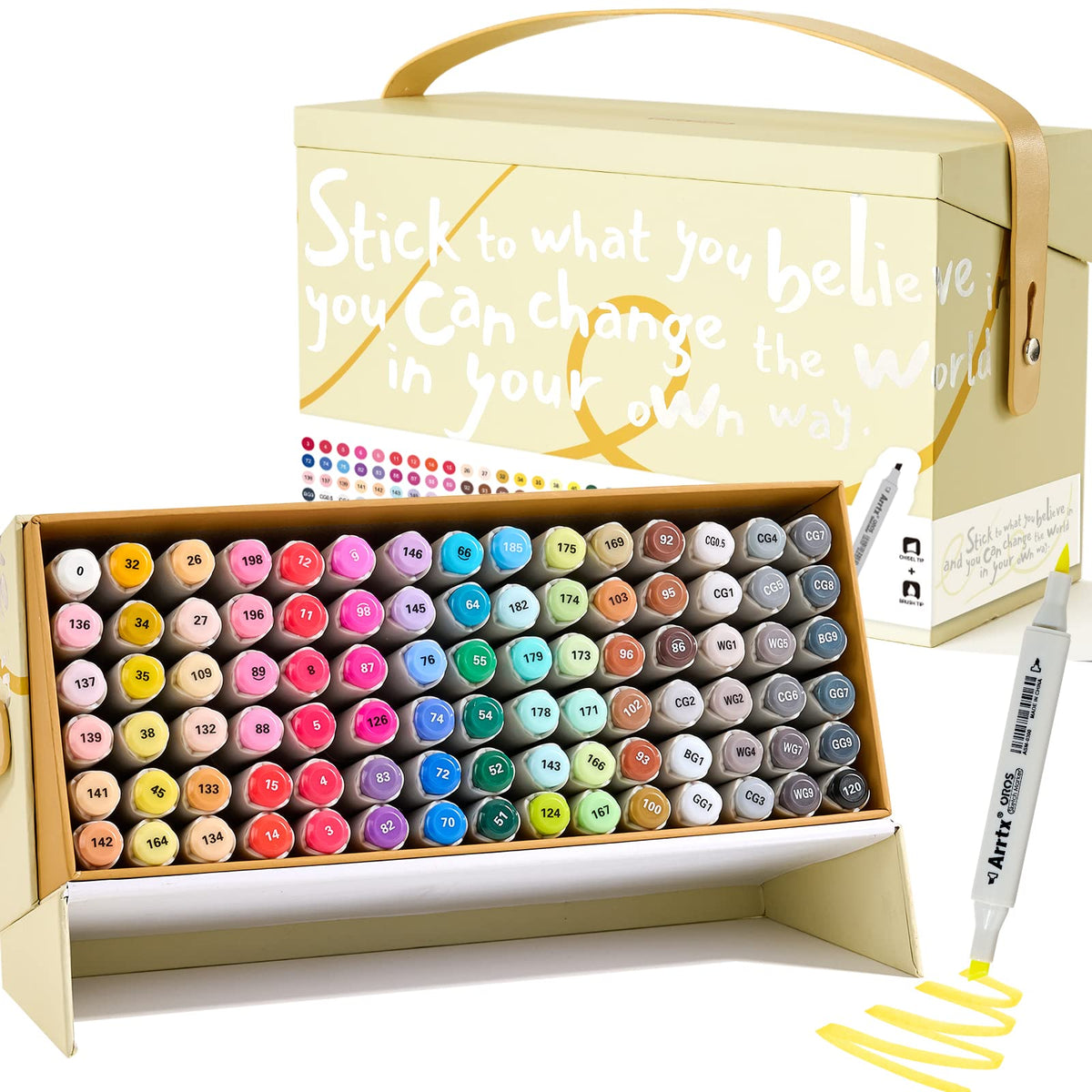 Arrtx Alcohol Markers 160 Color Set, Dual Tip Brush and Chisel, Professional Alcohol-Based Art Markers for Artists, Adults, Beginners, Ideal for Sketching,Illustration