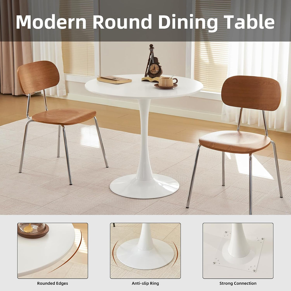 Round Dining Table, 31.5" Tulip Table (White)