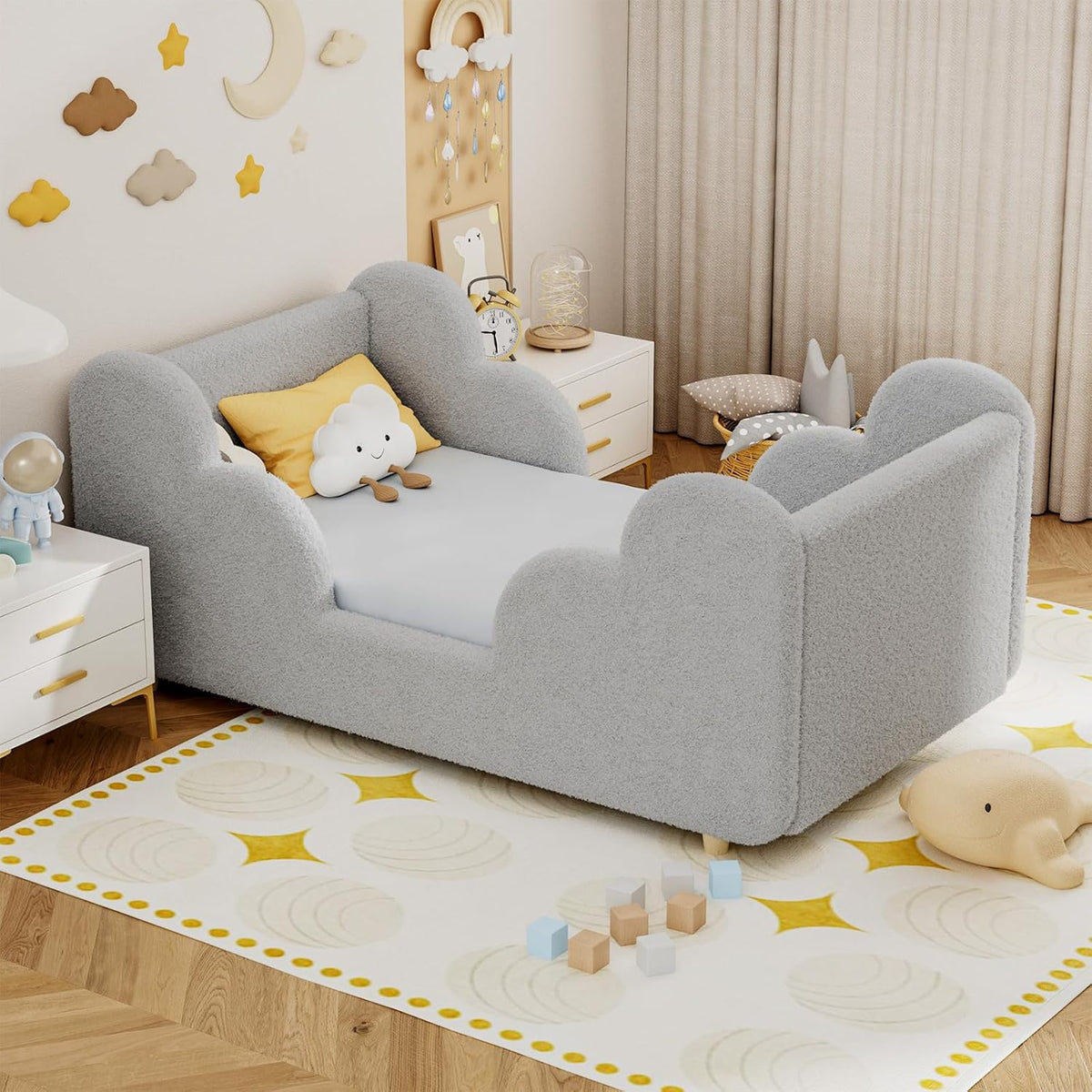 DoCred Toddler Bed, Upholstered Toddler Bed for Girls&Boys