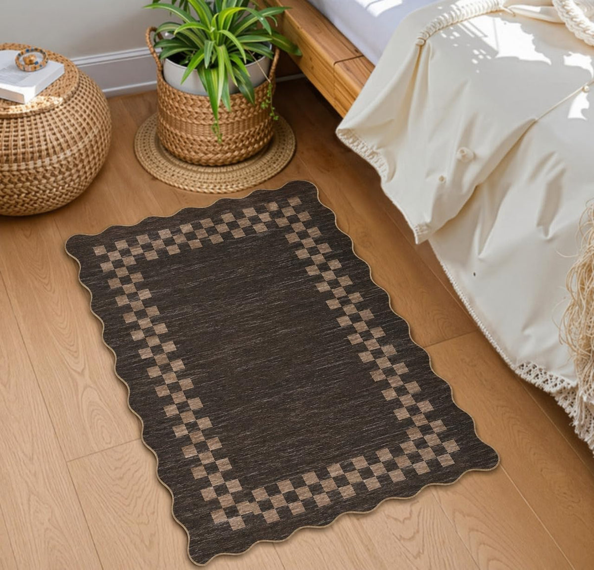 GarveeHome 5x7 Washable Area Rug Checkered Rug for Bedroom Living Room