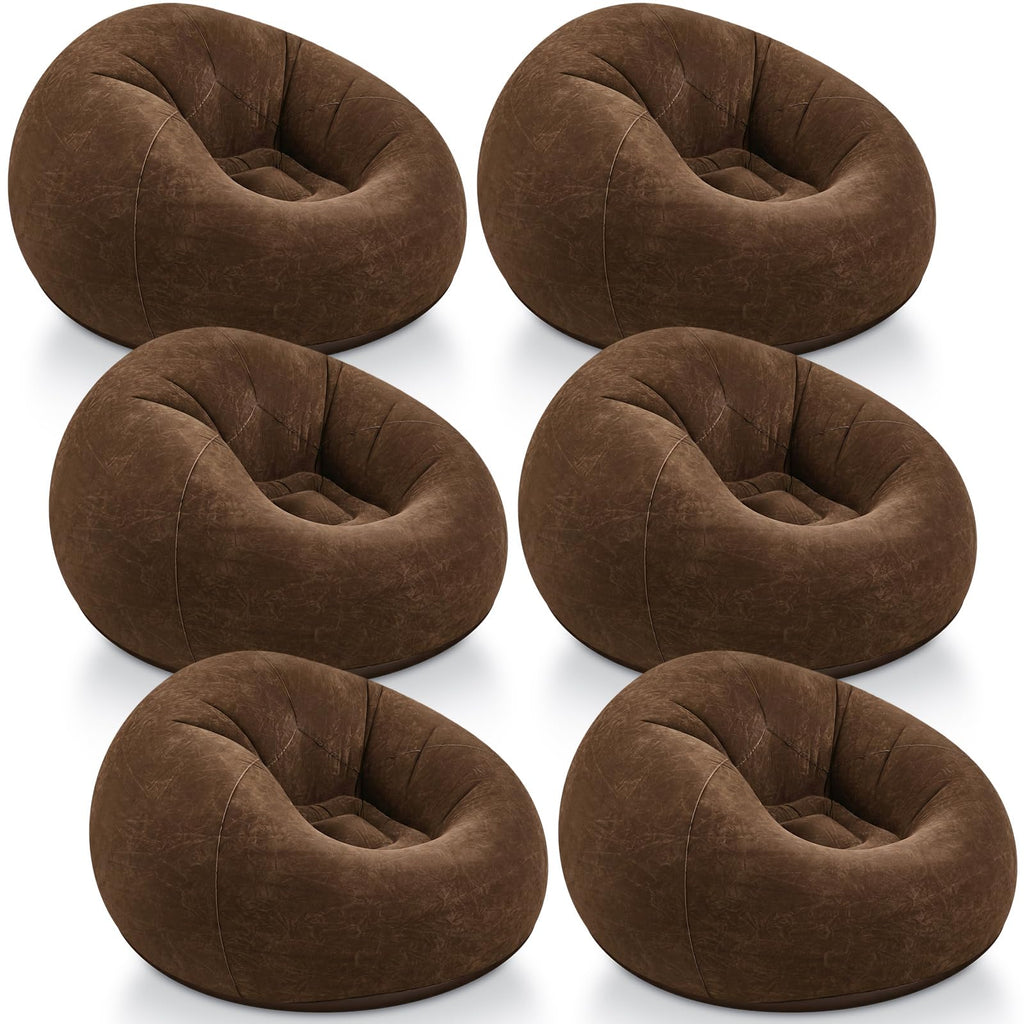 Realspring Inflatable Bean Bag Chairs,Coffee,4 Pcs