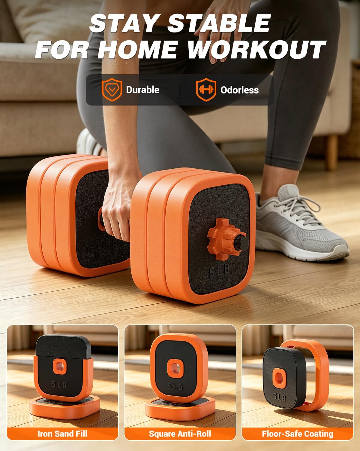 Rendpas 4-in-1 Adjustable Dumbbell Set with Foldable Bench for Home Gym