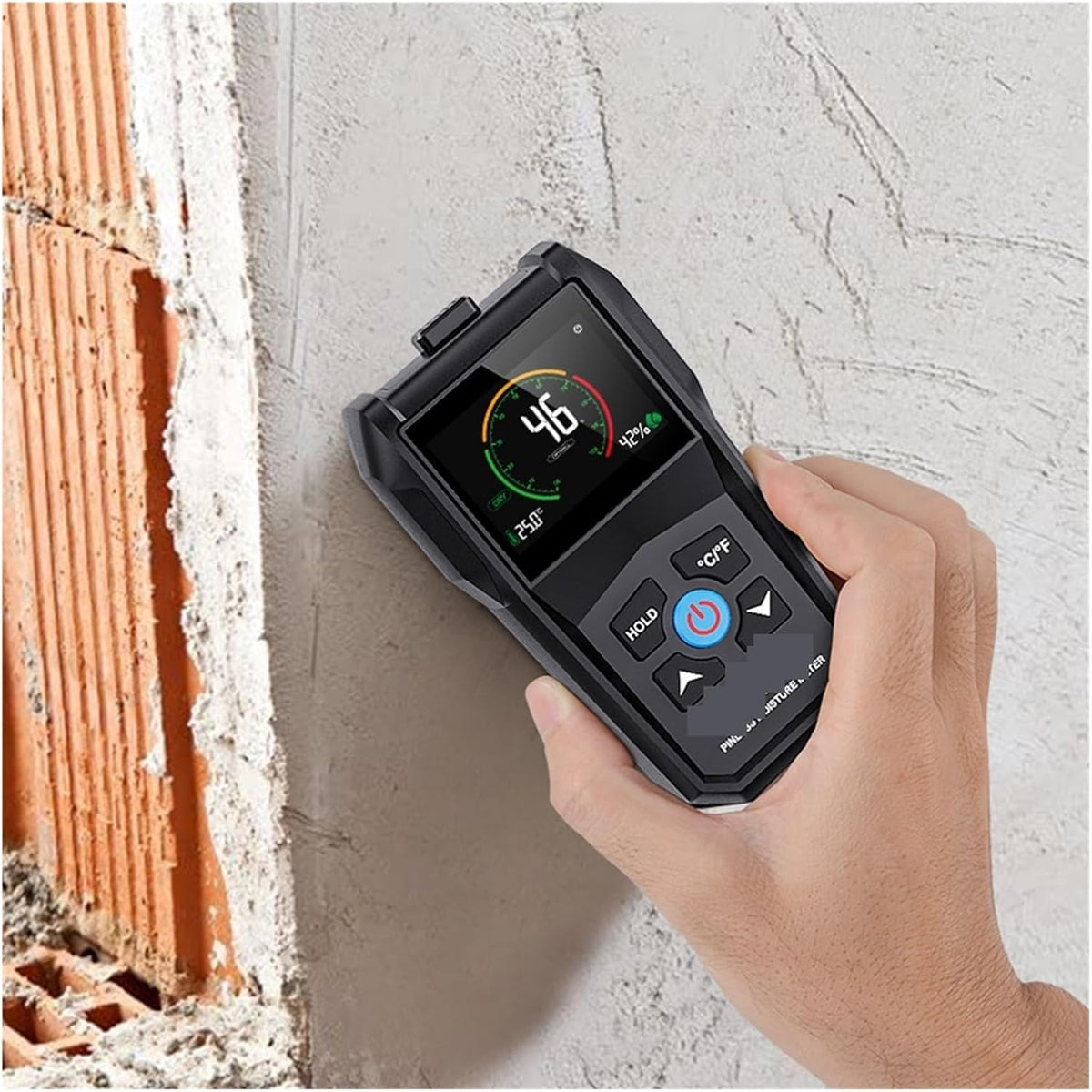 Moisture Meter, Full Angle Inverted Moisture Detector Wood Moisture Meter Temperature Humidity Detection Home Moisture Detector