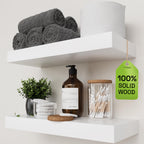 Solid Wood Floating Shelves for Wall 36 Inches Long, Walnut Wooden Shelf