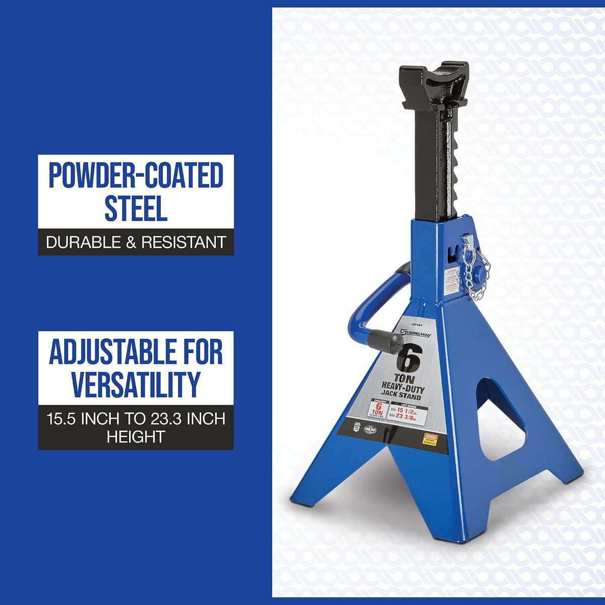 Strongway Double-Locking 6-Ton Jack Stands, 12,000-Lb. Capacity, 1 Pair