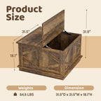 YESHOMY 31.5 Inch Square Farmhouse Coffee Table with Storage, Rustic Brown