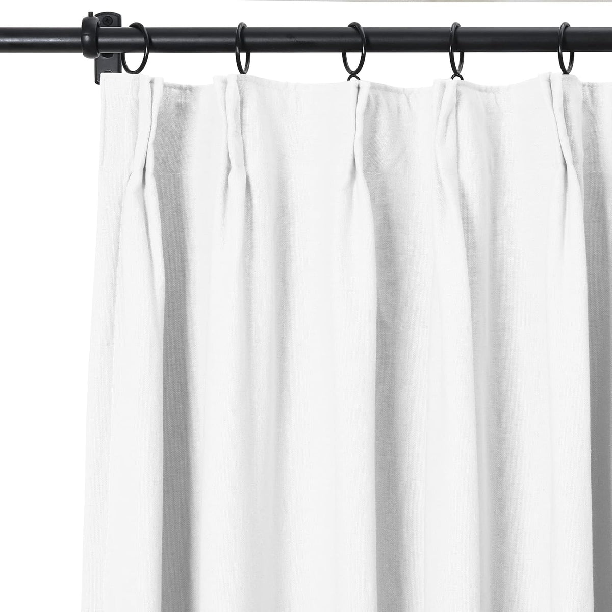 ChadMade Pinch Pleated Curtain Blackout White Pure 100% Cotton Duck Drape 108 Inches Long Curtain Plain Weave with Blackout Lining 50Wx108L (1 Panel), BOZI Collection