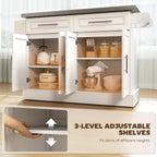 HOMCOM Rolling Kitchen Island Cart with 47" Stainless Steel Top White