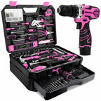 KingTool 276-Piece Tool Set Kit with 12V Cordless Power Drill (Red Black)