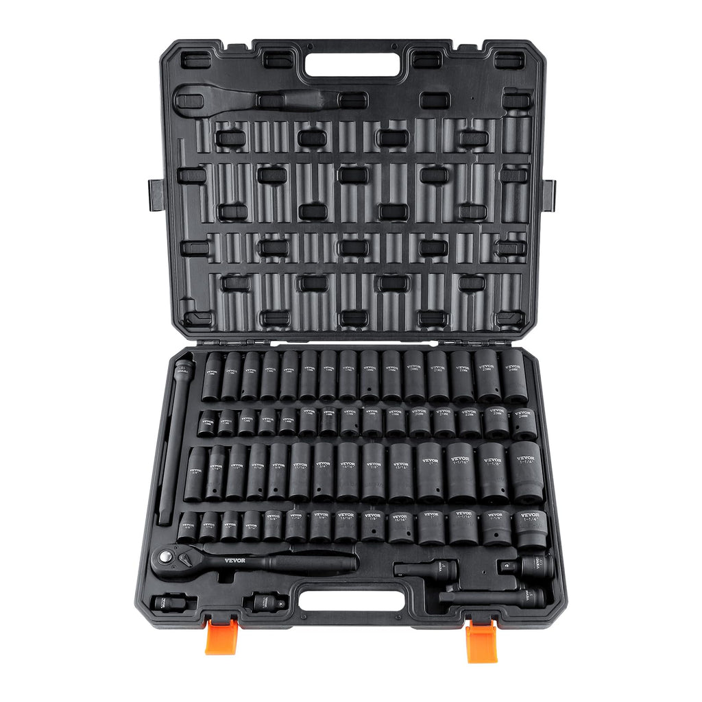 VEVOR 91-Piece 1/2" Drive Impact Socket Set, Deep & Shallow Kit