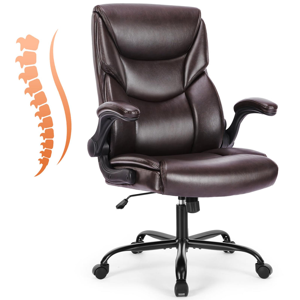 Sweetcrispy Computer Desk Chair, Lumbar Support Video Game Chair PU Leather