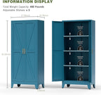 COFaR Home Farmhouse Storage Cabinet with 2 Barn Door, 61" H Metal Cabinet